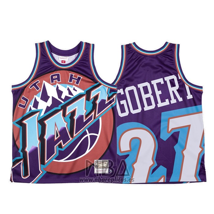 Camiseta Utah Jazz Rudy Gobert NO 27 Mitchell & Ness Big Face Violeta